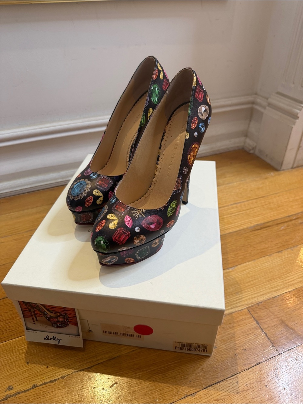 Charlotte Olympia Black Gem Print Platform Pumps